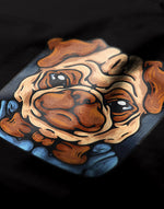 Men's black pug with bow tie graphic printed tshirt