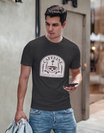 Men's black skull coffee graphic printed tshirt