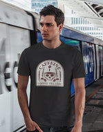 Men's black skull coffee graphic printed tshirt