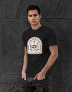 Men's black skull coffee graphic printed tshirt