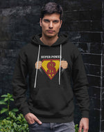 Men's black super power graphic printed hoodie