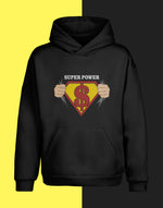 Men's black super power graphic printed hoodie