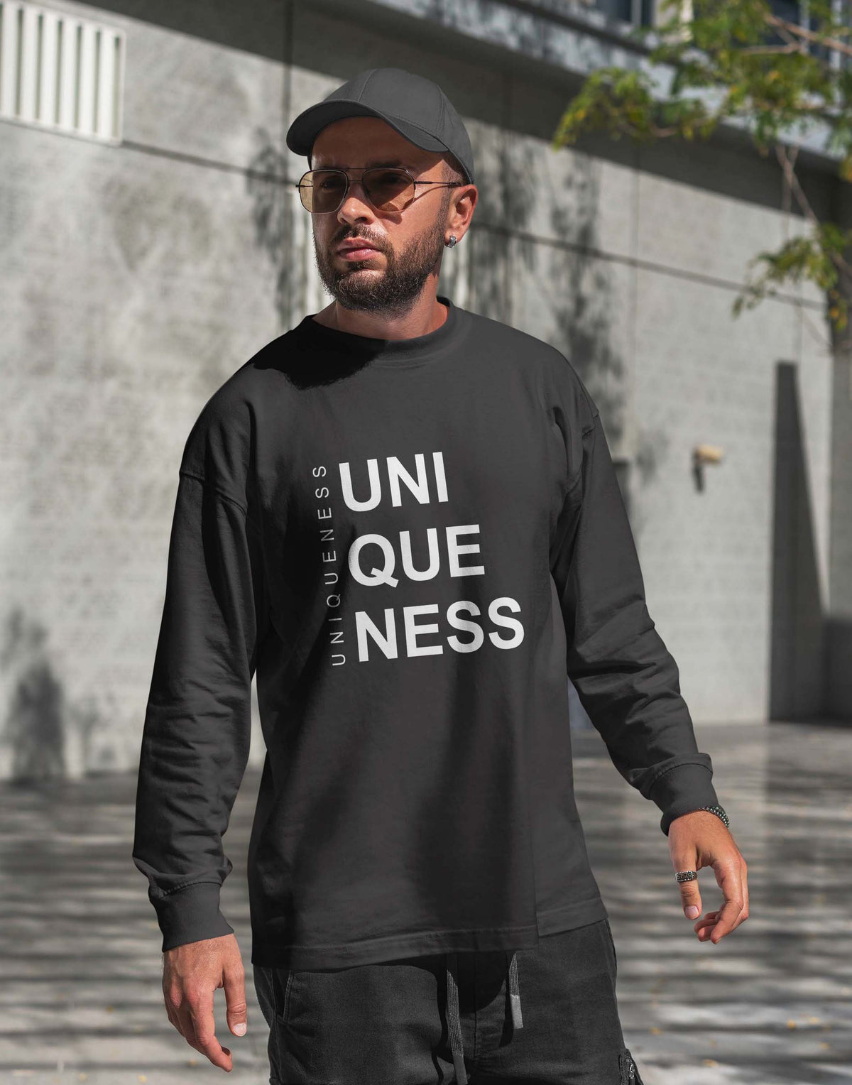 Men's black uniqueness graphic printed sweatshirt