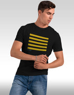 Men's black yellow lines graphic printed tshirt