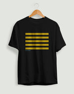 Men's black yellow lines graphic printed tshirt