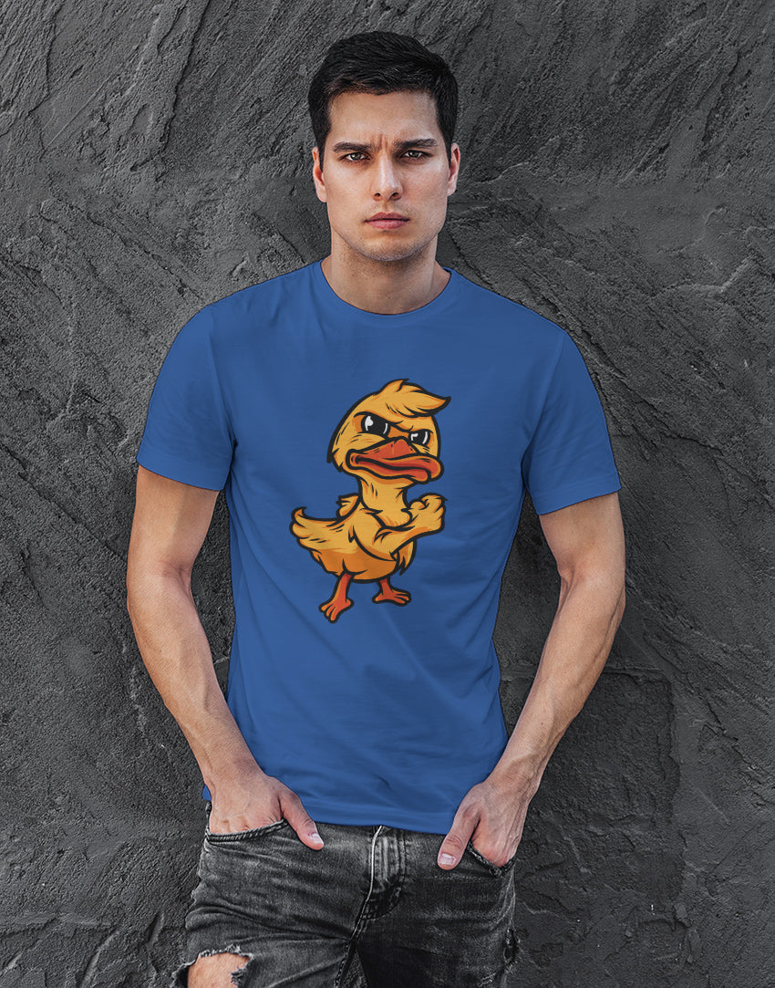 Men's blue angry duck graphic printed tshirt