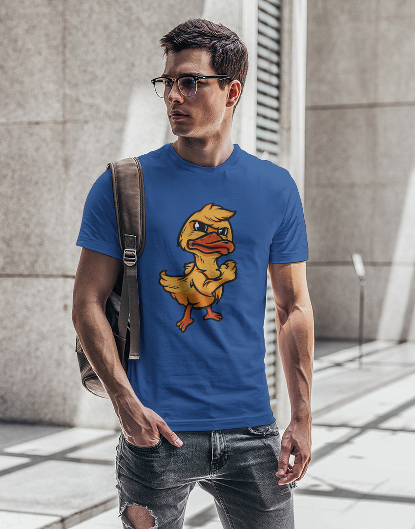 Men's blue angry duck graphic printed tshirt