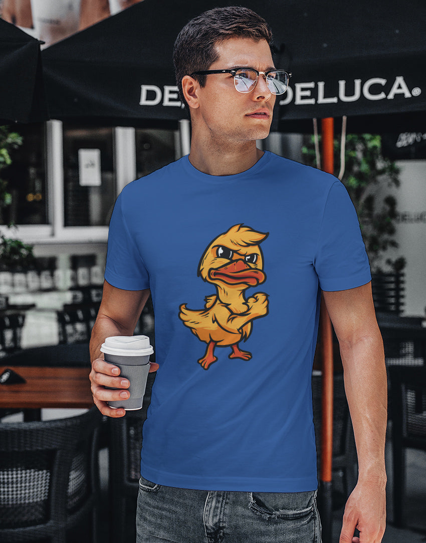 Men's blue angry duck graphic printed tshirt