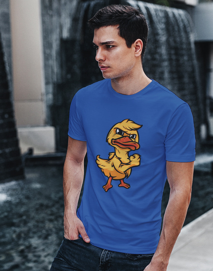 Men's blue angry duck graphic printed tshirt