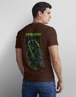 Men's brown samurai graphic printed tshirt