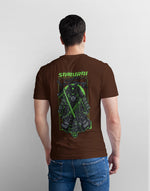 Men's brown samurai graphic printed tshirt