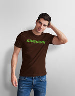 Men's brown samurai graphic printed tshirt
