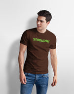 Men's brown samurai graphic printed tshirt