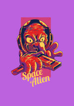 Men's lavender graphic printed tshirt space alien