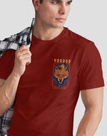 Men's maroon Voodo fox graphic printed tshirt