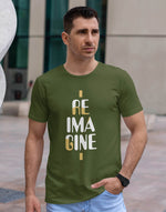 Men's military green reimagine graphic printed tshirt