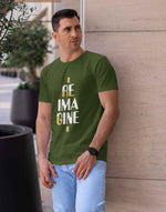 Men's military green reimagine graphic printed tshirt