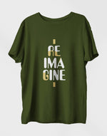 Men's military green reimagine graphic printed tshirt