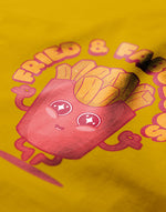 Men's mustard yellow fried and fabulous graphic printed tshirt