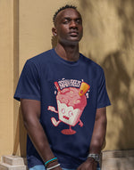 Men's navy blue brain freeze graphic printed tshirt