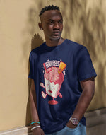 Men's navy blue brain freeze graphic printed tshirt