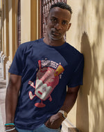 Men's navy blue brain freeze graphic printed tshirt