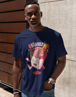 Men's navy blue brain freeze graphic printed tshirt