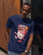 Men's navy blue brain freeze graphic printed tshirt