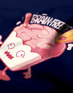 Men's navy blue brain freeze graphic printed tshirt
