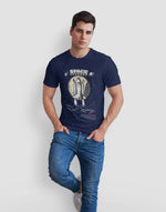 Men's navy blue chandrayaan graphic printed tshirt