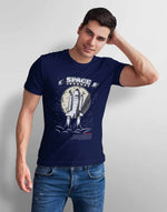 Men's navy blue chandrayaan graphic printed tshirt