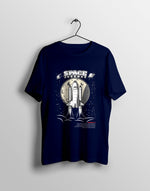 Men's navy blue chandrayaan graphic printed tshirt