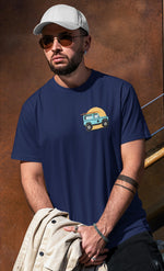 Men's navy blue graphic printed tshirt surfing life