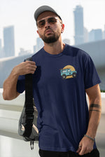 Men's navy blue graphic printed tshirt surfing life