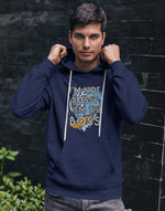 Men's navy blue i am the boss graphic printed hoodie