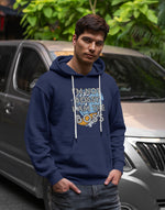 Men's navy blue i am the boss graphic printed hoodie