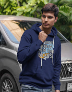 Men's navy blue i am the boss graphic printed hoodie