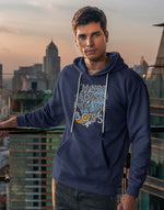 Men's navy blue i am the boss graphic printed hoodie