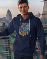 Men's navy blue i am the boss graphic printed hoodie