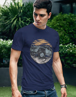 Men's navy blue jeep offroad graphic printed tshirt