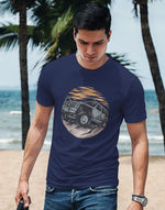 Men's navy blue jeep offroad graphic printed tshirt