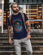 Men's navy bluerocabilly monkey graphic printed tshirt