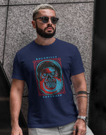 Men's navy bluerocabilly monkey graphic printed tshirt