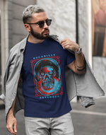 Men's navy bluerocabilly monkey graphic printed tshirt