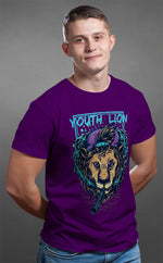 Men's purple graphic tshirt youth lion