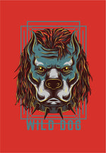 Men's red graphic printed tshirt wild dog