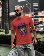 Men's red wolf graphic printed tshirt