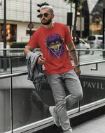 Men's red wolf graphic printed tshirt