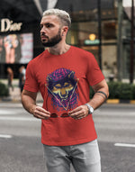 Men's red wolf graphic printed tshirt