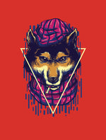 Men's red wolf graphic printed tshirt